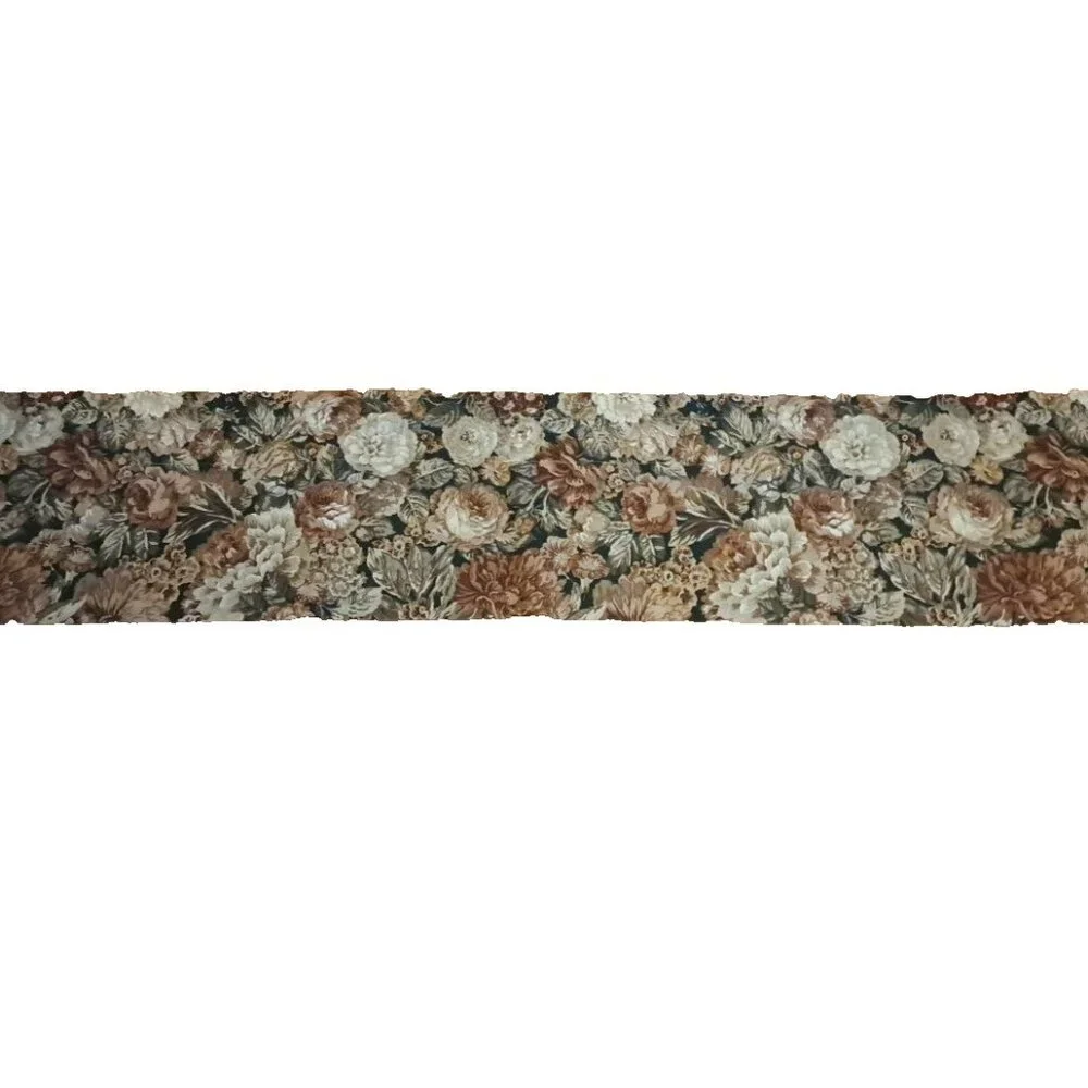 Vintage Beige Garden Rose Window Valance Curtron Floral Cottage Country 71x13